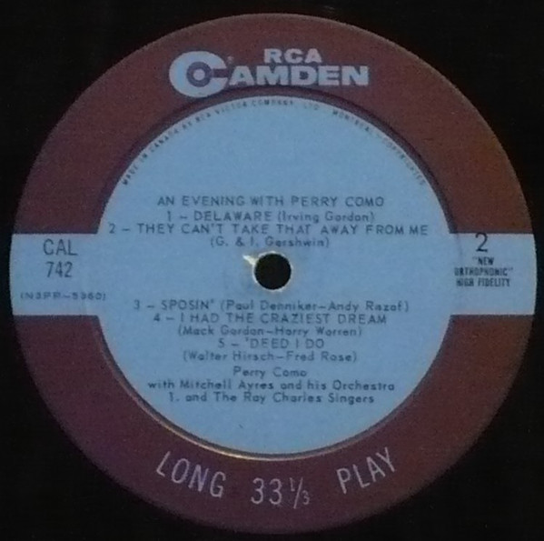 Perry Como - An Evening With Perry Como | RCA Camden (CAL 742) - 3 Perry Como - An Evening With Perry Como | RCA Camden (CAL 742) - 3