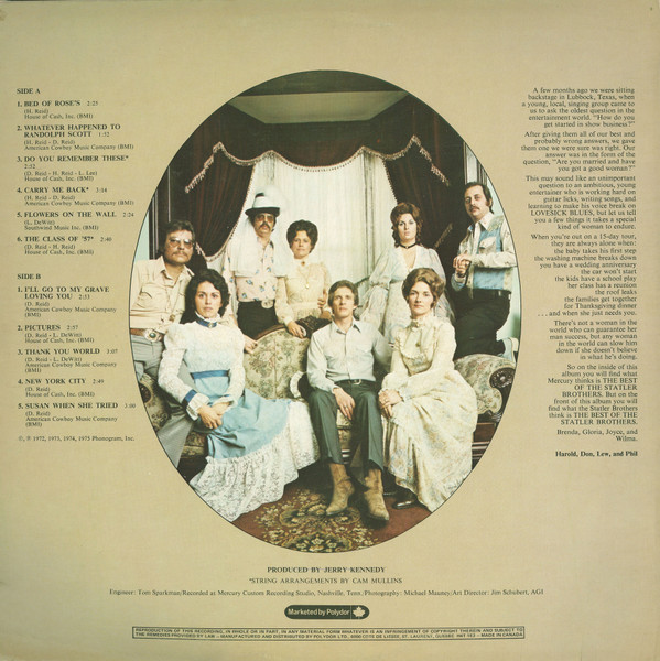 The Statler Brothers - The Best Of The Statler Brothers | Mercury (SRM-1-1037) - 2 The Statler Brothers - The Best Of The Statler Brothers | Mercury (SRM-1-1037) - 2