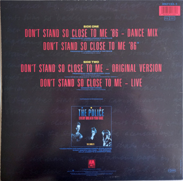 The Police - Don't Stand So Close To Me '86 | A&M Records (392133-1) - 2 The Police - Don't Stand So Close To Me '86 | A&M Records (392133-1) - 2