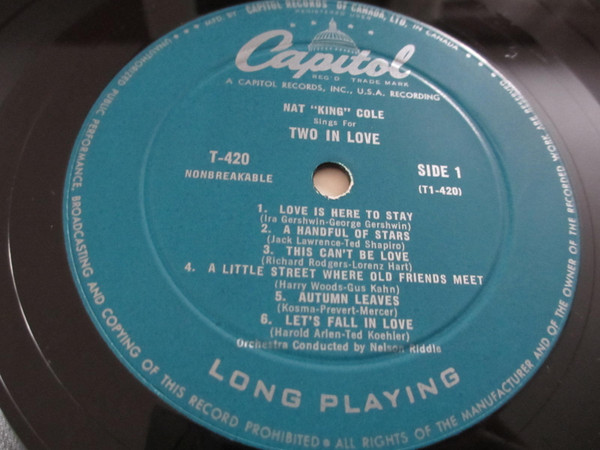 Nat 'King' Cole - Nat 'King' Cole Sings For Two In Love | Capitol Records (T420) - 4 Nat 'King' Cole - Nat 'King' Cole Sings For Two In Love | Capitol Records (T420) - 4