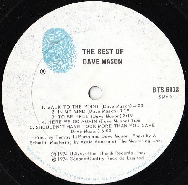 Dave Mason - The Best Of Dave Mason | Blue Thumb Records (BTS 6013) - 3 Dave Mason - The Best Of Dave Mason | Blue Thumb Records (BTS 6013) - 3