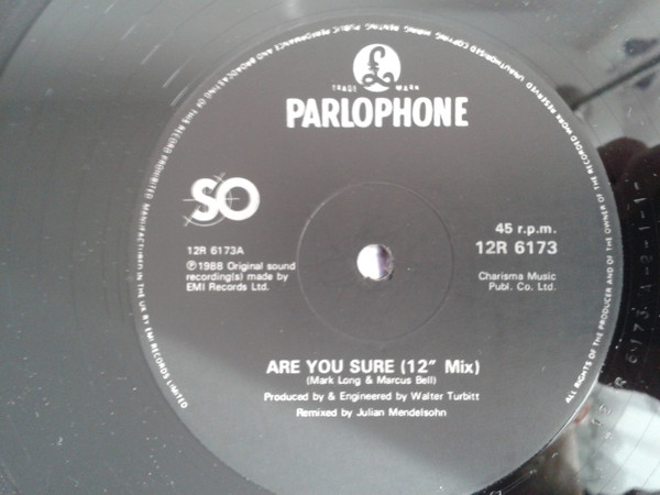 So - Are You Sure | Parlophone (12R 6173) - 4