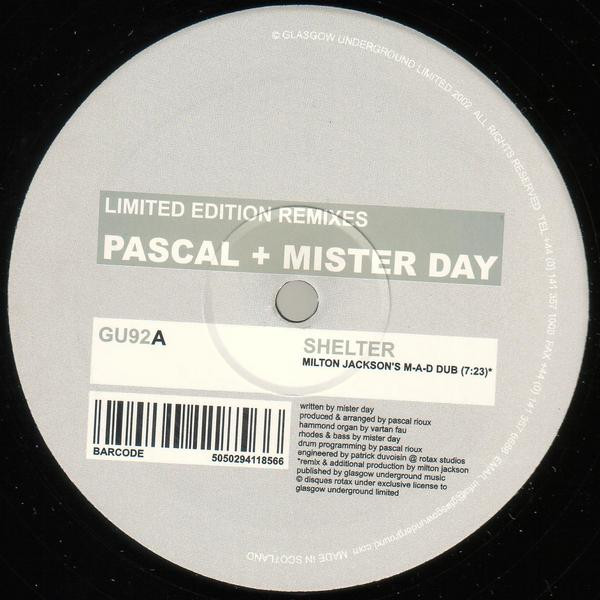Pascal + Mister Day - Shelter (Remixes) | Glasgow Underground (GU92)