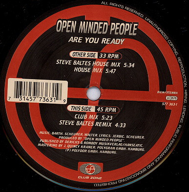 Open Minded People - Are You Ready | Club Zone (577 363-1) - main Open Minded People - Are You Ready | Club Zone (577 363-1) - main