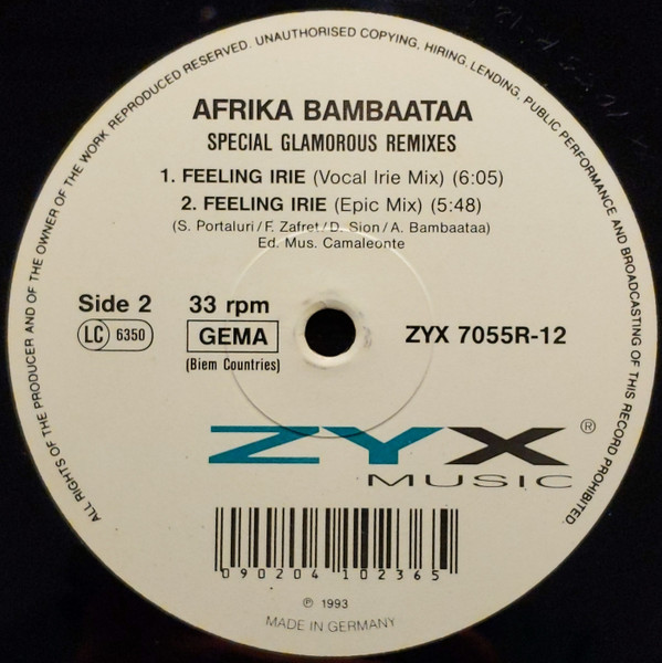 Afrika Bambaataa - Feeling Irie (Special Glamorous Remixes) | ZYX Music (ZYX 7055R-12) - 4
