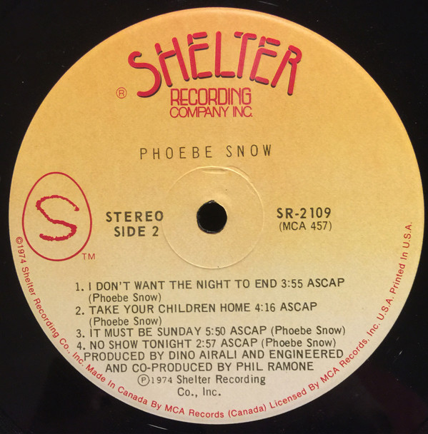 Phoebe Snow - Phoebe Snow | Shelter Recording Company Inc. (SR-2109) - 4 Phoebe Snow - Phoebe Snow | Shelter Recording Company Inc. (SR-2109) - 4