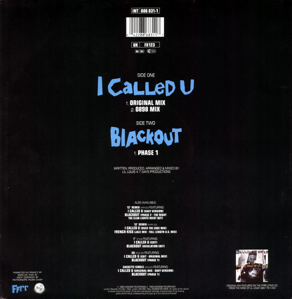 Lil' Louis & The World - I Called U (But You Weren't There) | FFRR (886 831-1) - 2