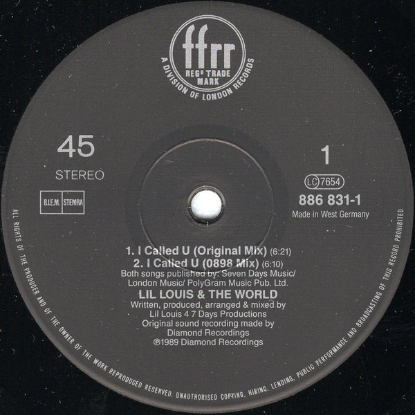 Lil' Louis & The World - I Called U (But You Weren't There) | FFRR (886 831-1) - 3