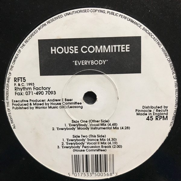 House Committee - Everybody | Rhythm Factory Records (RFT5)