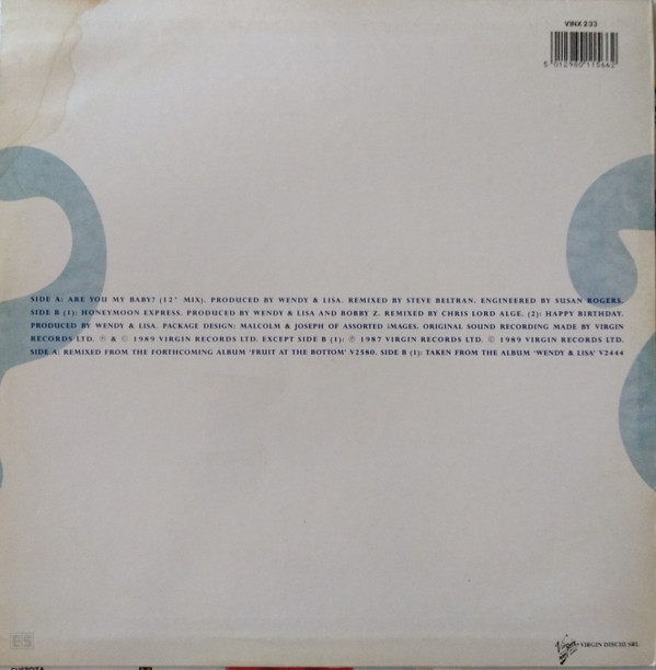 Wendy & Lisa - Are You My Baby? | Virgin (VINX 233) - 2 Wendy & Lisa - Are You My Baby? | Virgin (VINX 233) - 2