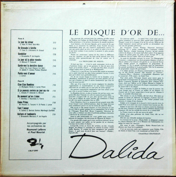 Dalida - Le Disque D'Or De... | Barclay (CBLP-2060) - 2 Dalida - Le Disque D'Or De... | Barclay (CBLP-2060) - 2