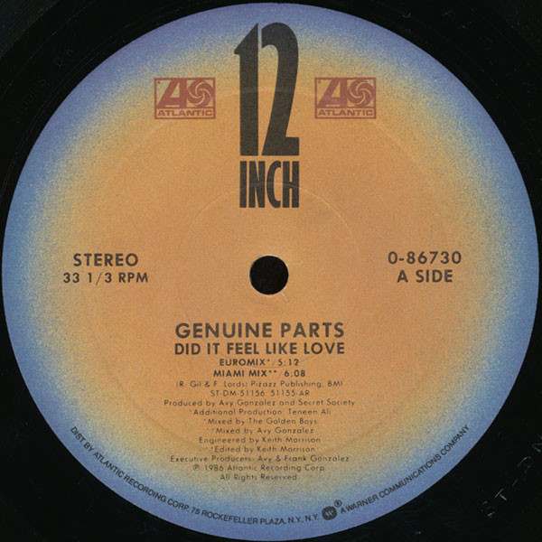 Genuine Parts - Did It Feel Like Love | Atlantic (0-86730) - main