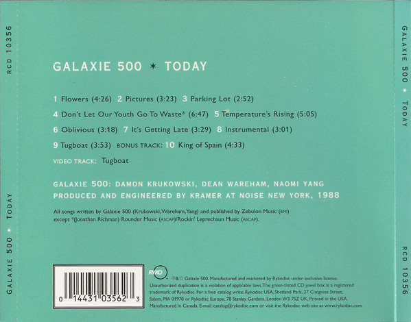 Galaxie 500 - Today | Rykodisc (RCD 10356) - 2 Galaxie 500 - Today | Rykodisc (RCD 10356) - 2