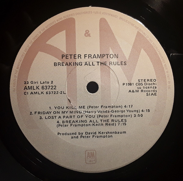 Frampton - Breaking All The Rules | A&M Records (AMLK 63722) - 4 Frampton - Breaking All The Rules | A&M Records (AMLK 63722) - 4