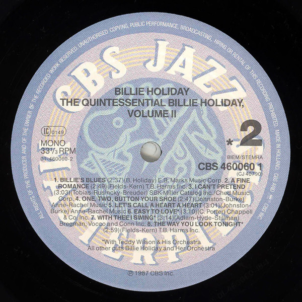 Billie Holiday - The Quintessential Billie Holiday Volume 2 | CBS (CBS 460060 1) - 4