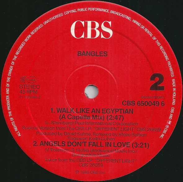 Bangles - Walk Like An Egyptian | CBS (CBS 650049 6) - 4 Bangles - Walk Like An Egyptian | CBS (CBS 650049 6) - 4
