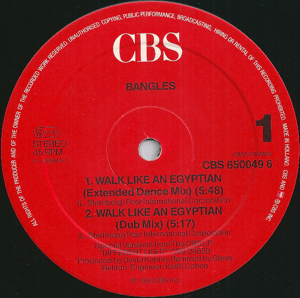 Bangles - Walk Like An Egyptian | CBS (CBS 650049 6) - 3 Bangles - Walk Like An Egyptian | CBS (CBS 650049 6) - 3