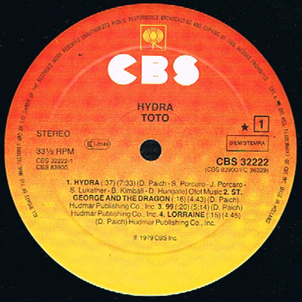 Toto - Hydra | CBS (CBS 32222) - 3