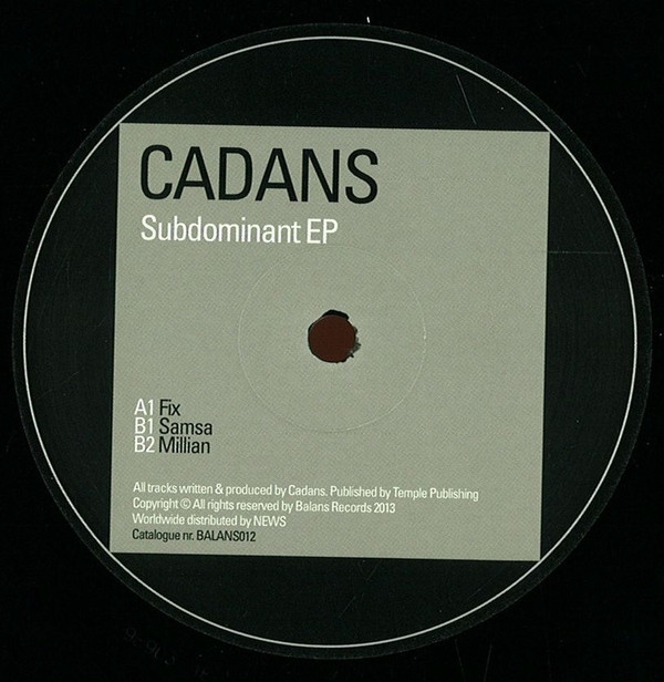 Cadans - Subdominant EP | Balans Records (BALANS012) - main Cadans - Subdominant EP | Balans Records (BALANS012) - main