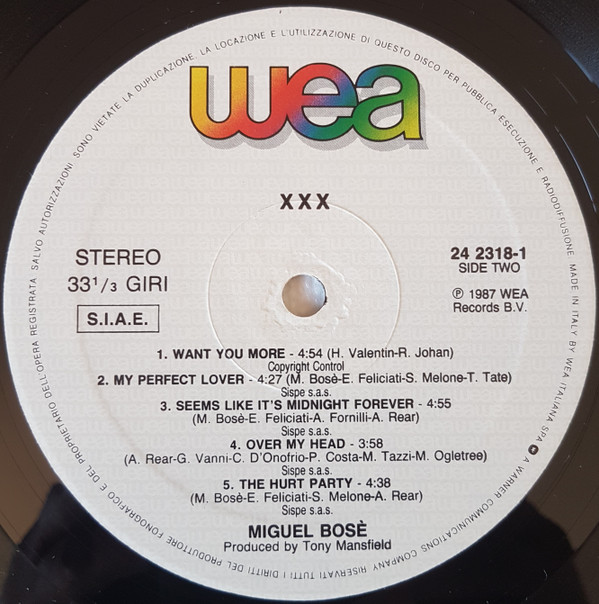 Bosè - XXX | WEA (24 2318-1) - 6