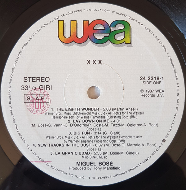 Bosè - XXX | WEA (24 2318-1) - 5