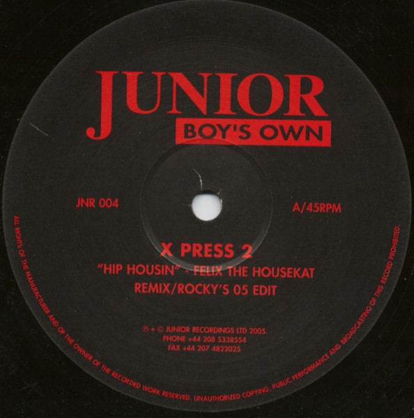 X Press 2 - Hip Housin | Junior Boy's Own (JNR 004) - main X Press 2 - Hip Housin | Junior Boy's Own (JNR 004) - main