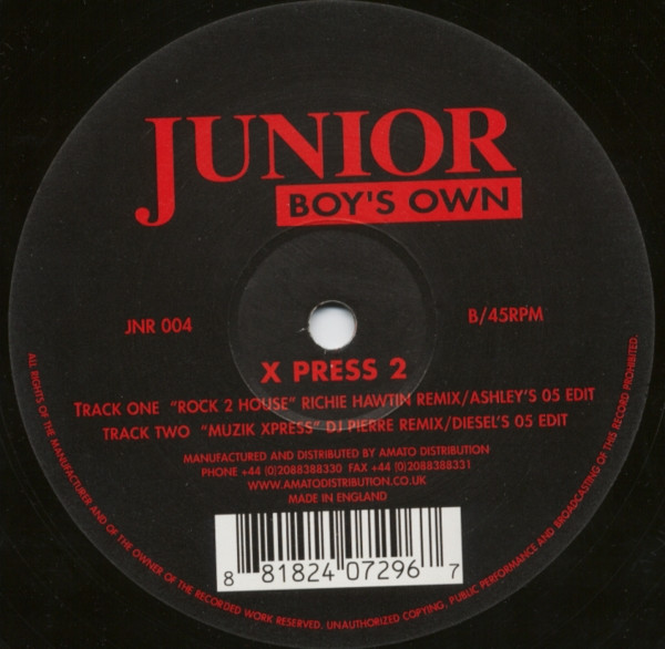 X Press 2 - Hip Housin | Junior Boy's Own (JNR 004) - 2 X Press 2 - Hip Housin | Junior Boy's Own (JNR 004) - 2