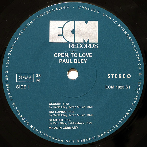 Paul Bley - Open, To Love | ECM Records (ECM 1023 ST) - 3
