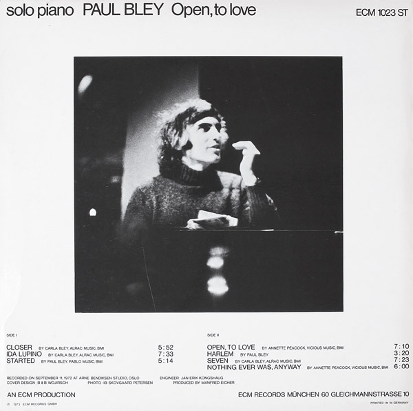 Paul Bley - Open, To Love | ECM Records (ECM 1023 ST) - 2
