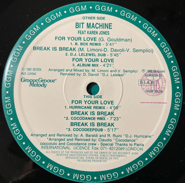 Bit Machine Feat. Karen Jones - For Your Love | Groove Groove Melody (GGM 92.26) - 2