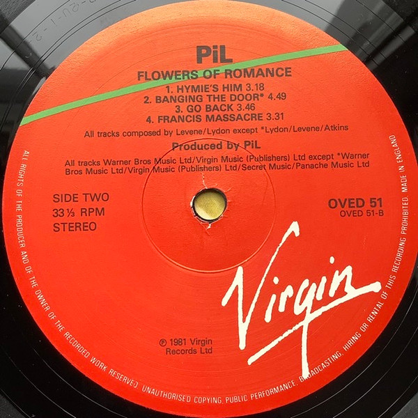 Public Image Limited - The Flowers Of Romance | Virgin (OVED 51) - 4 Public Image Limited - The Flowers Of Romance | Virgin (OVED 51) - 4