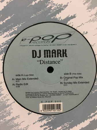 DJ Mark - Distance | E-Pop Records (E-POP 002) - main