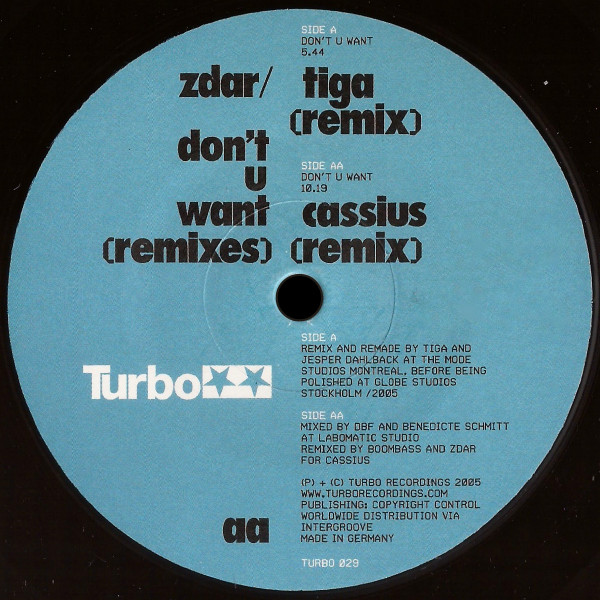 Philippe Zdar - Don't U Want (Remixes) | Turbo (TURBO 029) - 3