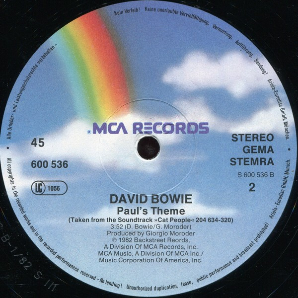 David Bowie Music By Giorgio Moroder - Cat People (Putting Out Fire) (Long Version) (From The Original Soundtrack) | MCA Records (600 536) - 4