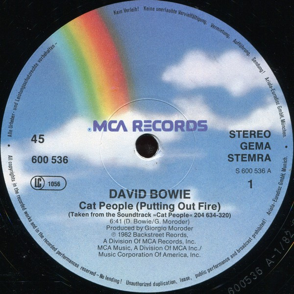 David Bowie Music By Giorgio Moroder - Cat People (Putting Out Fire) (Long Version) (From The Original Soundtrack) | MCA Records (600 536) - 3