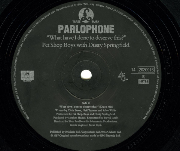 Pet Shop Boys With Dusty Springfield - What Have I Done To Deserve This? | Parlophone (14 2020016) - 6