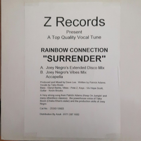 Rainbow Connection - Surrender | Z Records (ZEDD 12 022) - main