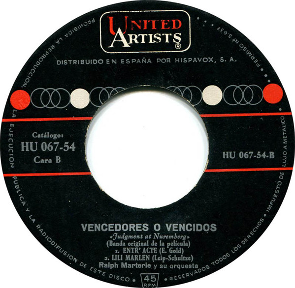 Banda Sonora Original De la Película Vencedores O Vencidos (Judgment At Nuremberg)