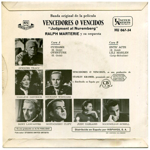Banda Sonora Original De la Película Vencedores O Vencidos (Judgment At Nuremberg)