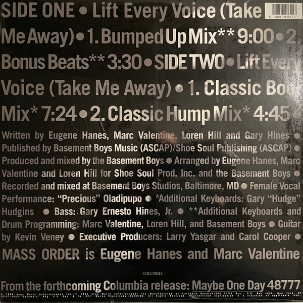 Mass Order - Lift Every Voice (Take Me Away) | Columbia (44 74131) - 2