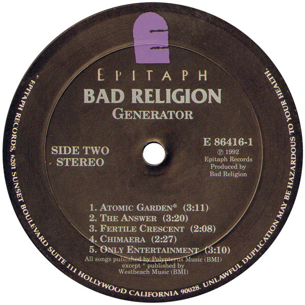 Bad Religion - Generator | Epitaph (E 86416-1) - 4