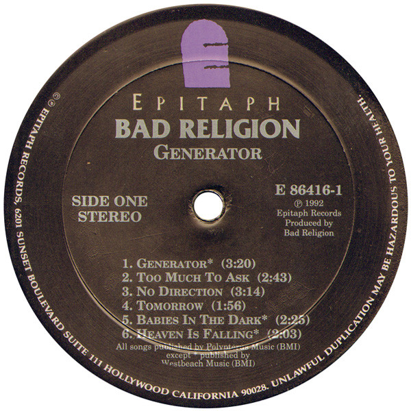 Bad Religion - Generator | Epitaph (E 86416-1) - 3