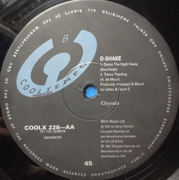 D-Shake - My Heart, The Beat / Dance The Night Away | Cooltempo (COOLX 228) - 4 D-Shake - My Heart, The Beat / Dance The Night Away | Cooltempo (COOLX 228) - 4