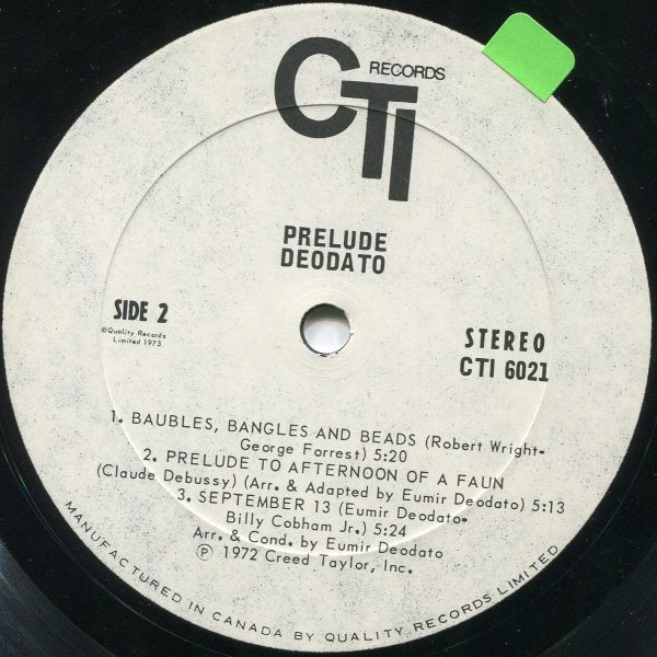 Eumir Deodato - Prelude | CTI Records (CTI 6021) - 6 Eumir Deodato - Prelude | CTI Records (CTI 6021) - 6