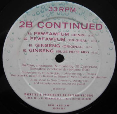 2B Continued - Fewfawfum / Ginseng | Aspro (ASPRO 006)