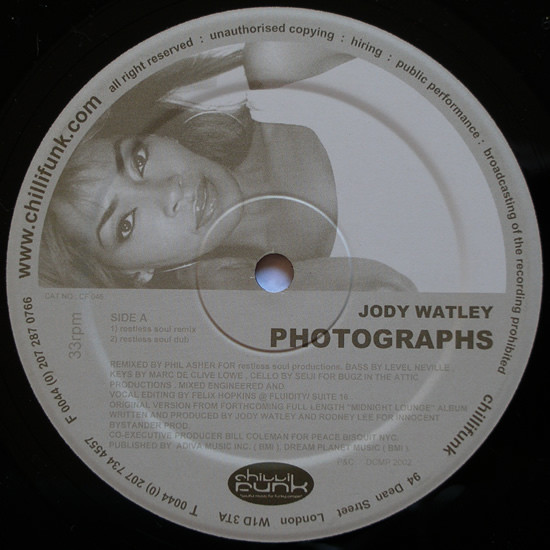 Jody Watley - Photographs | Chillifunk Records (CF 046) - 3