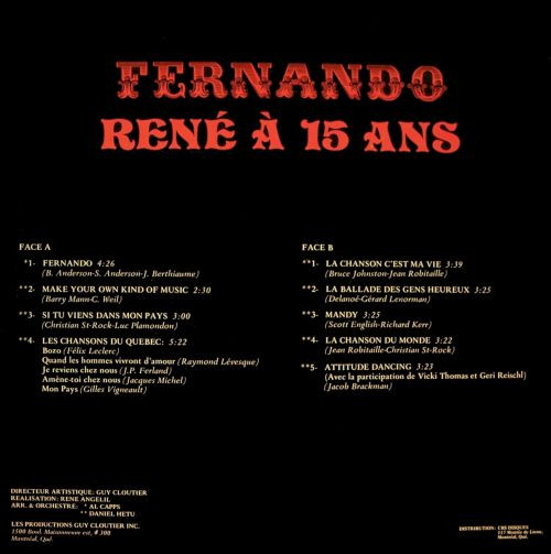 René Simard - Fernando - René À 15 Ans | Nobel (NBL-12001) - 2
