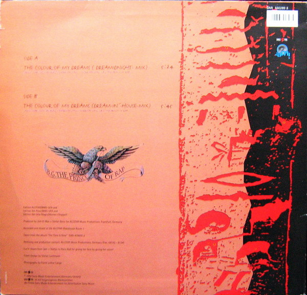 B.G. The Prince Of Rap - The Colour Of My Dreams | Dance Pool (DAN 660289 6) - 2
