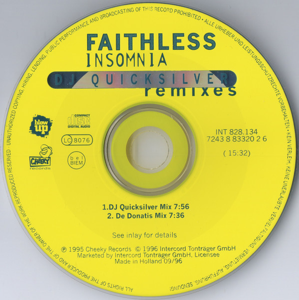 Faithless - Insomnia (DJ Quicksilver Remixes) | Blow Up (INT 828.134) - 4