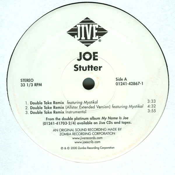 Joe Featuring Mystikal - Stutter (Remixes) | Jive (01241-42867-1) - 3